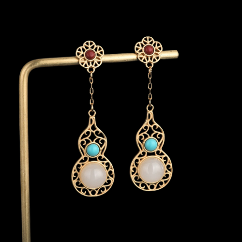 Vintage Style Gourd Shape Turquoise Earrings