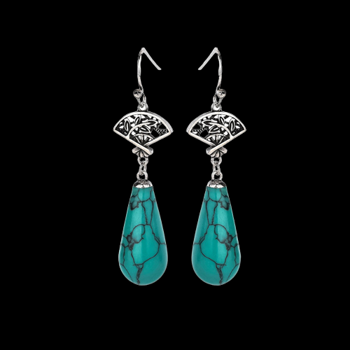Fan Shape Turquoise Vintage Style Drop Earrings