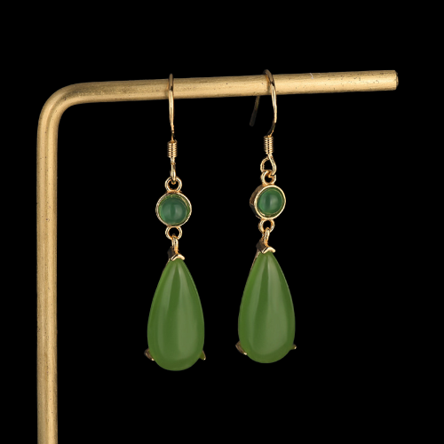 Chrysoprase Vitreous Enamel Teardrop Earrings