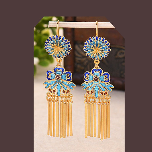 Daisy Inspired Cloisonne Earrings