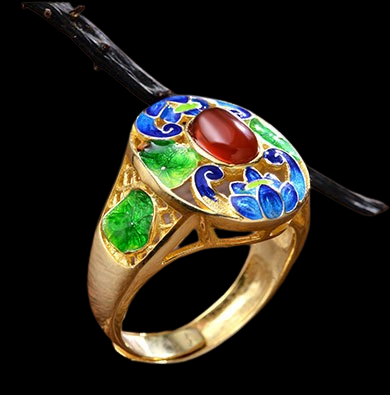 Vintage Style Cloisonne Statement Ring