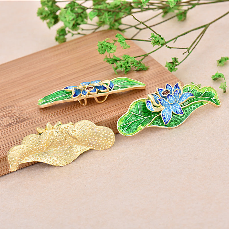 Cloisonne Lotus Flower Floral Statement Pendant