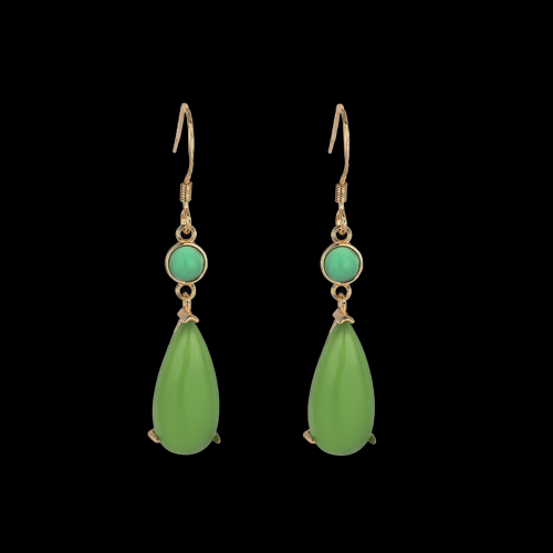 Chrysoprase Vitreous Enamel Teardrop Earrings