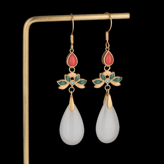 Vintage Style Cloisonne Floral Earrings