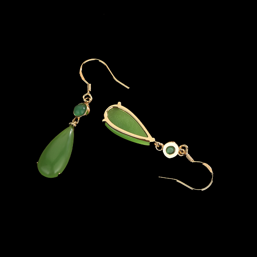 Chrysoprase Vitreous Enamel Teardrop Earrings