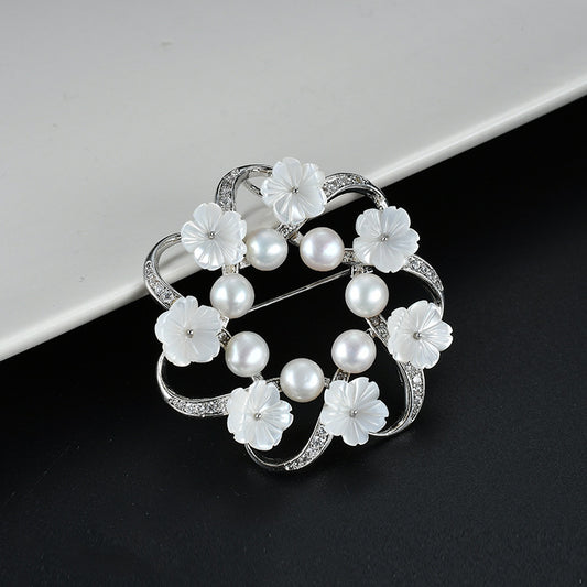 Genuine Freshwater Pearl Wave Classic Brooch