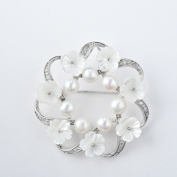 Genuine Freshwater Pearl Wave Classic Brooch