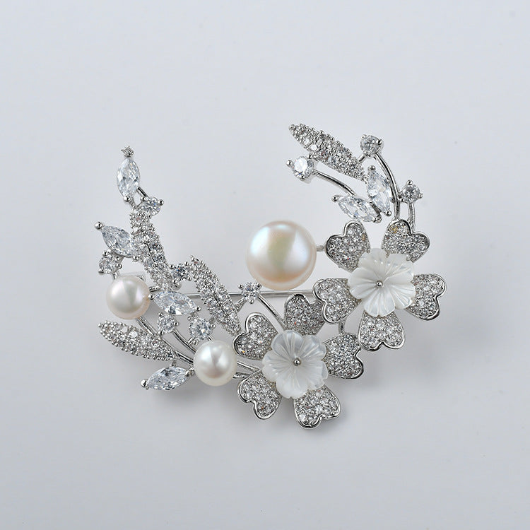 Genuine Freshwater Pearl Half Wreath Brooch