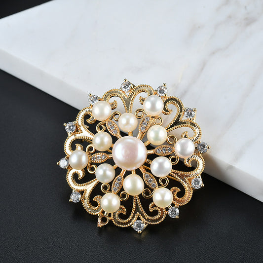 Genuine Freshwater Pearl Wreath Brooch