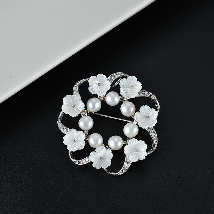 Genuine Freshwater Pearl Wave Classic Brooch