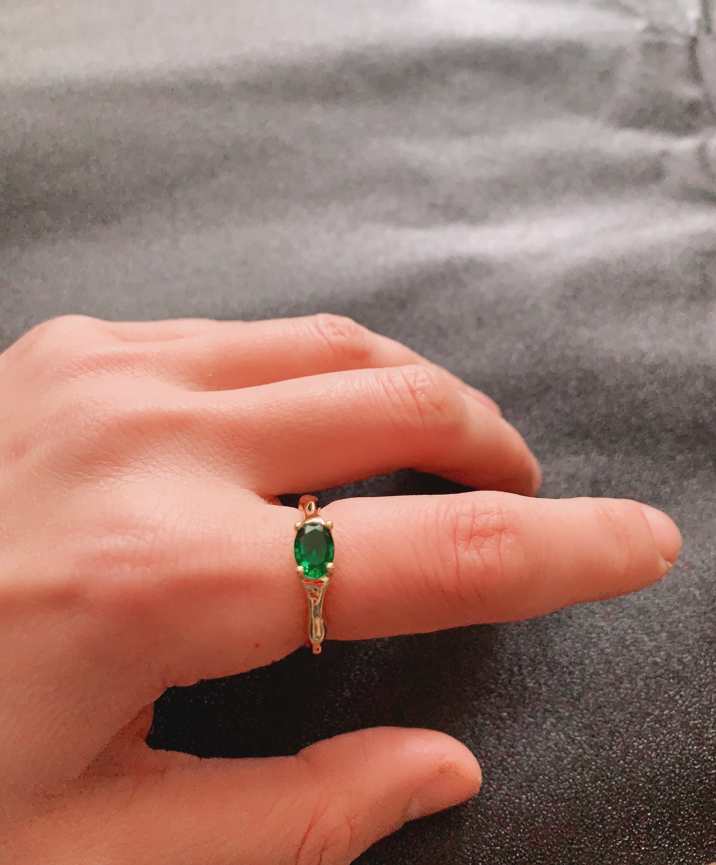 Emerald Green CZ Adjustable Ring