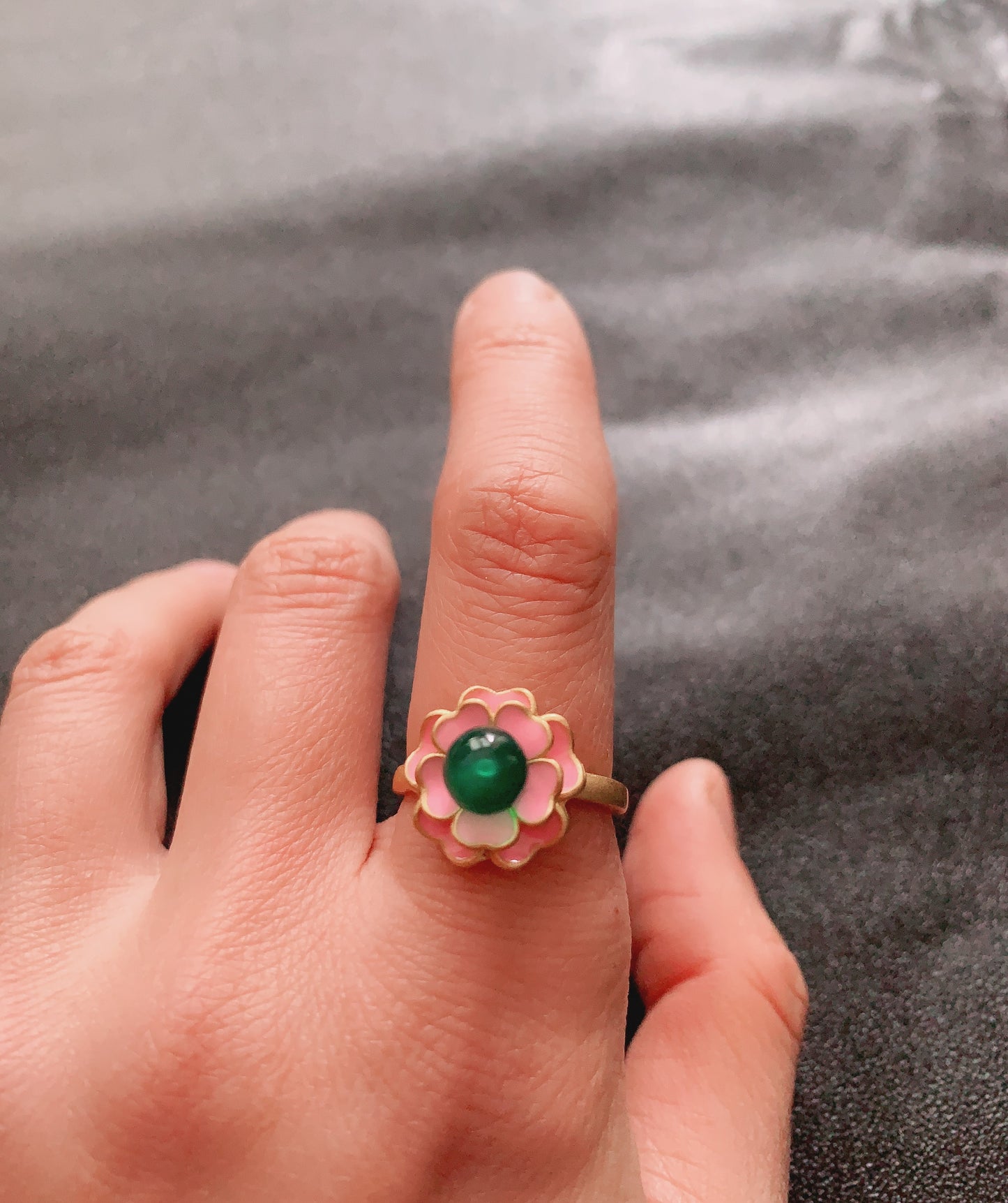 Vintage Style Pink Camellia Ring