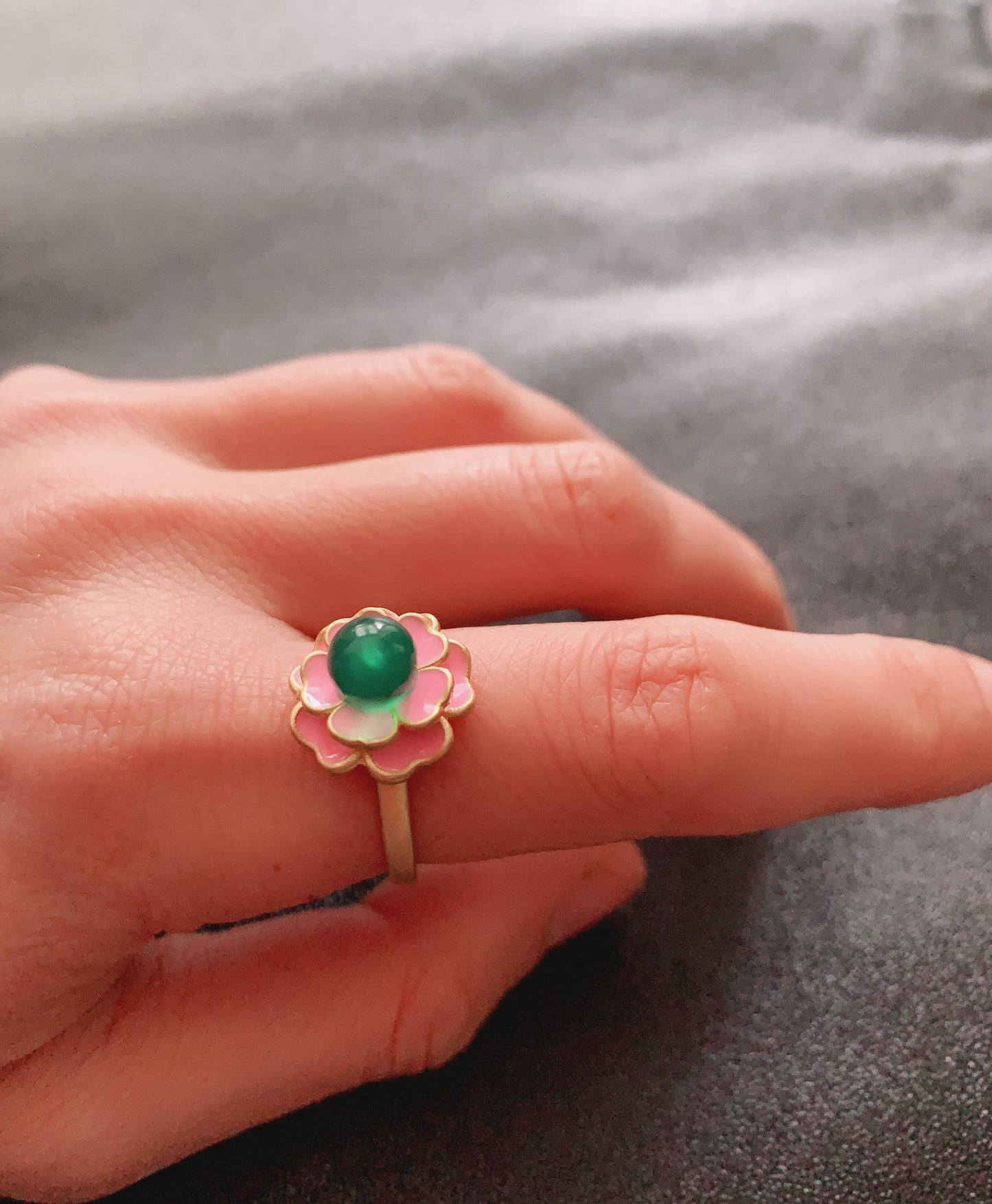 Vintage Style Pink Camellia Ring