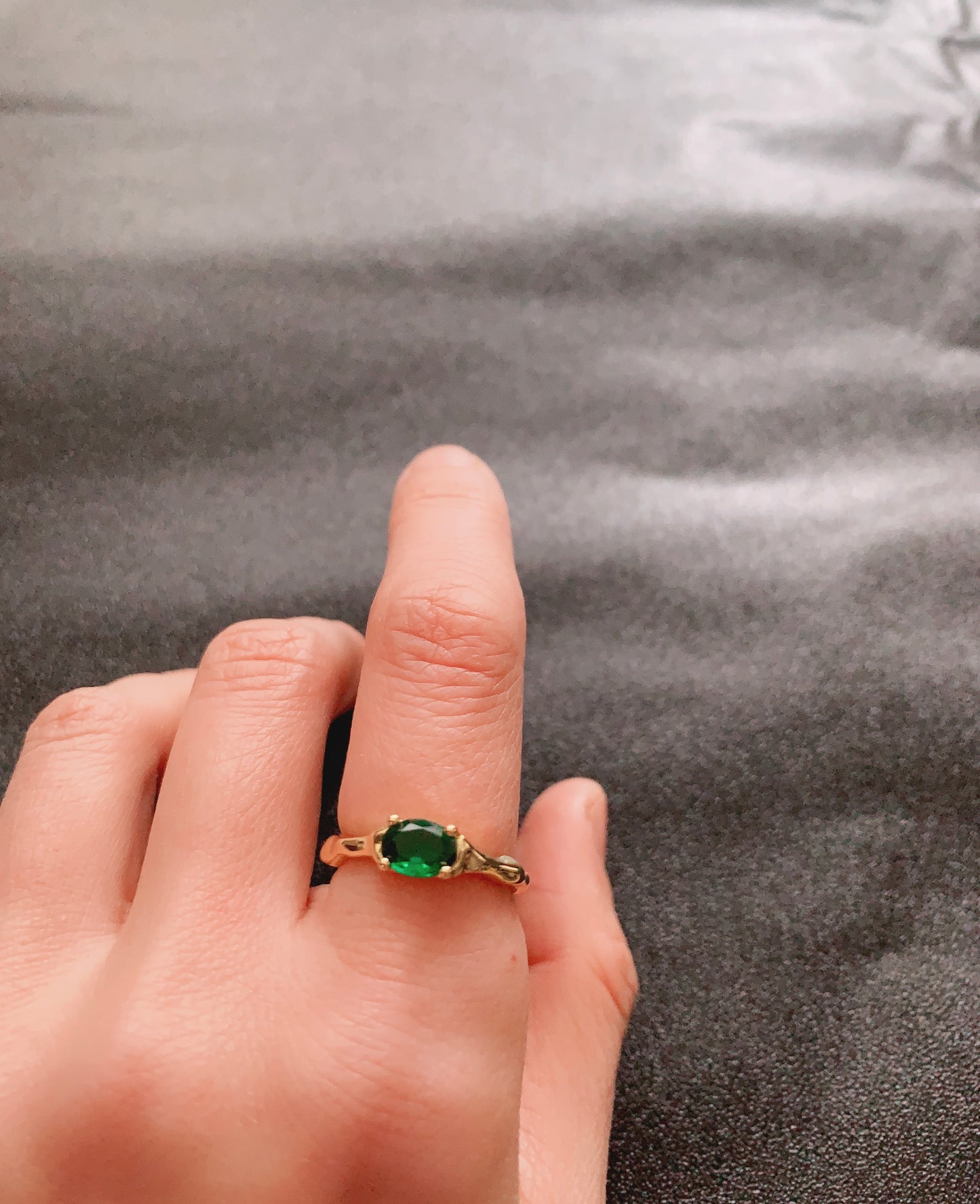 Emerald Green CZ Adjustable Ring