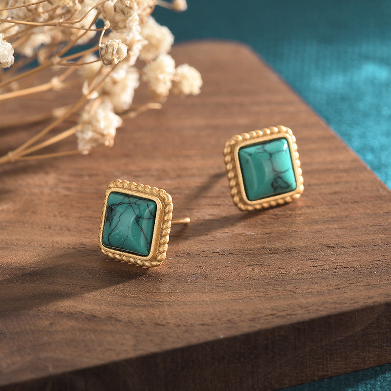 Turquoise Square Stud Earrings