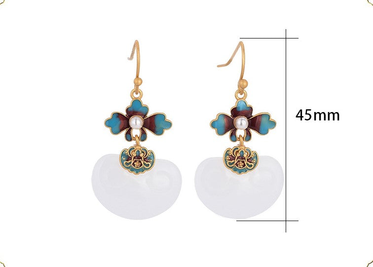Blue Floral Enamel Earrings