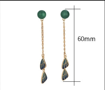 Feather Inspired Vitreous Enamel Chrysoprase Earrings