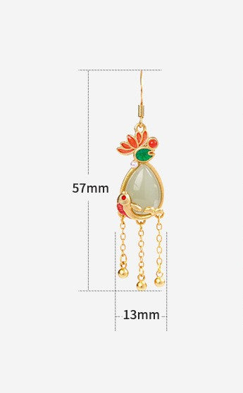 Vintage Style Koi Fish Tassel Drop Earrings