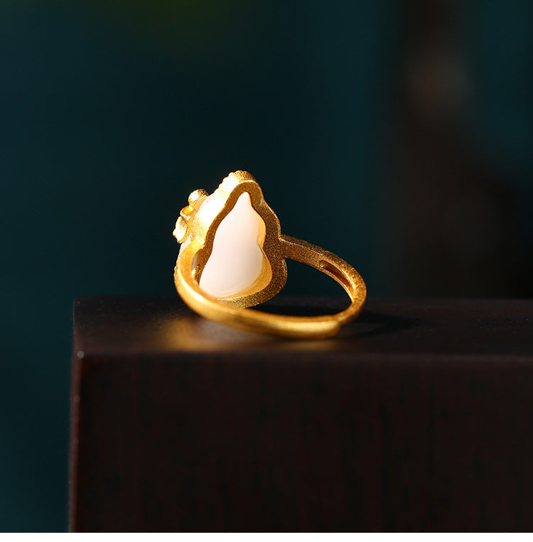 Gourd Shape Enamel Floral Ring