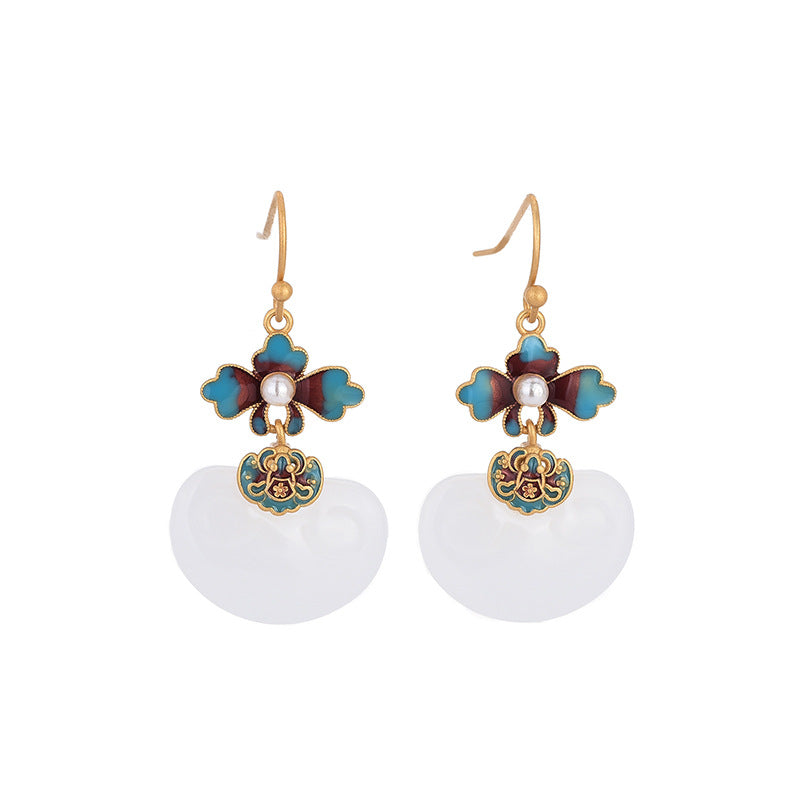 Blue Floral Enamel Earrings