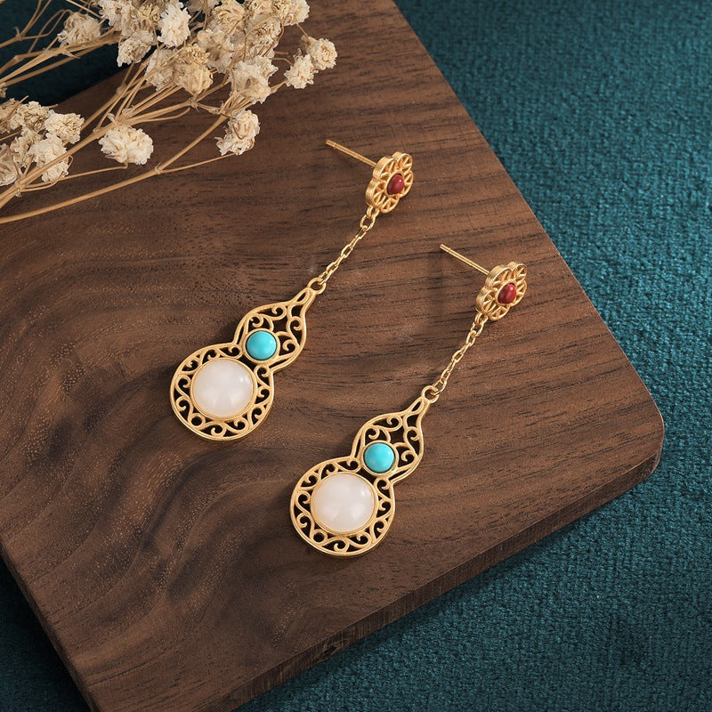 Vintage Style Gourd Shape Turquoise Earrings