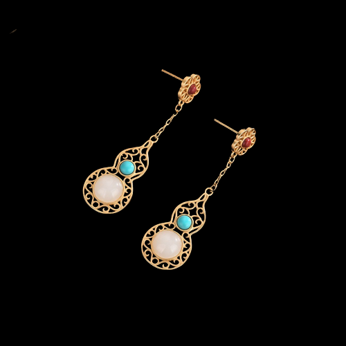 Vintage Style Gourd Shape Turquoise Earrings