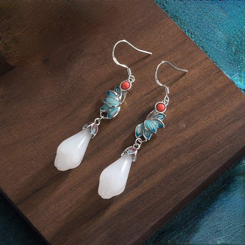 Enamel Magnolia Earrings