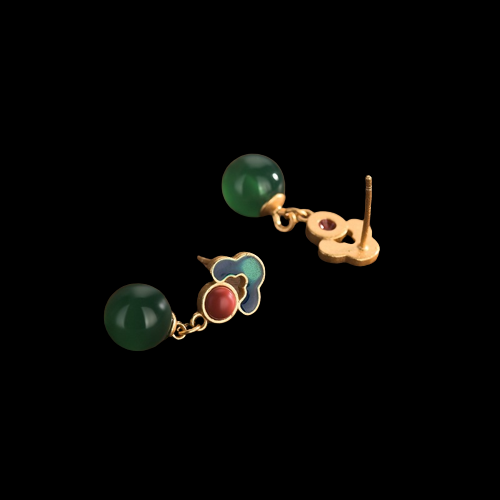 Vintage Style Chrysoprase Agate Earrings