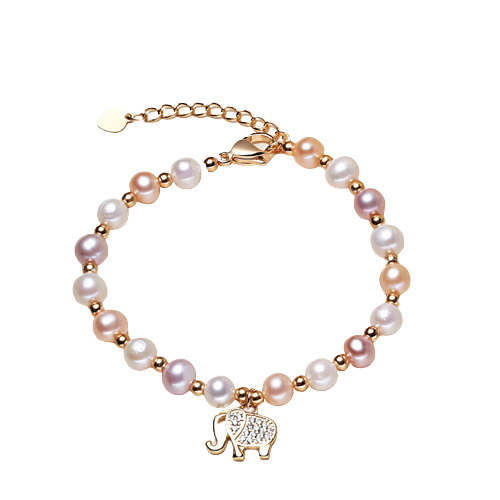 Genuine Pearl Bracelet with Elephant Charm