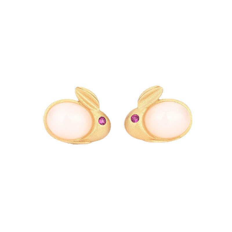 Jade Bunny Stud Earrings