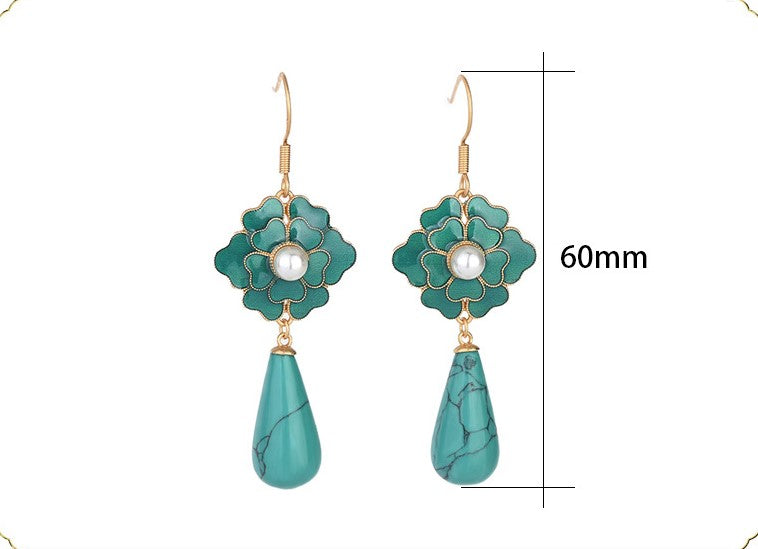 Camellia Turquoise Drop Earrings