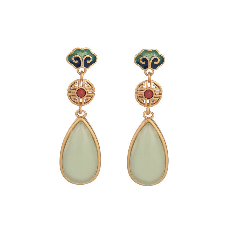 Vitreous Enamel South Red Agate Earrings
