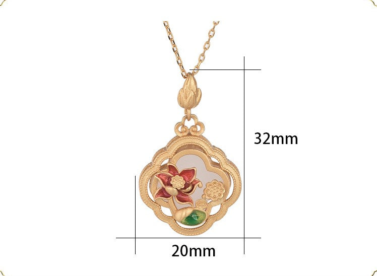 Lotus Flower Enamel Statement Necklace