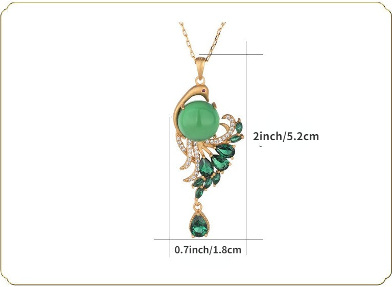 Chrysoprase Peacock Necklace