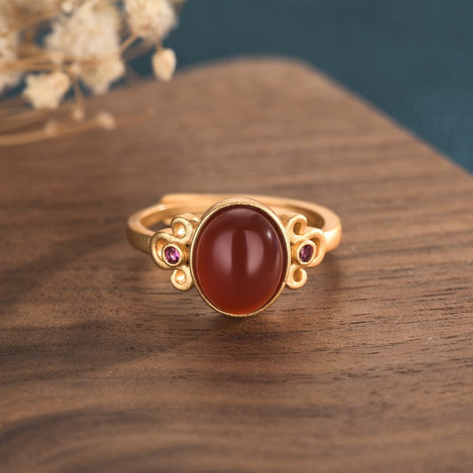 Vintage Style Agate Statement Ring