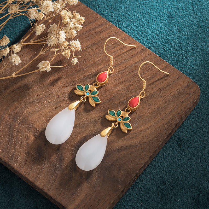 Vintage Style Cloisonne Floral Earrings