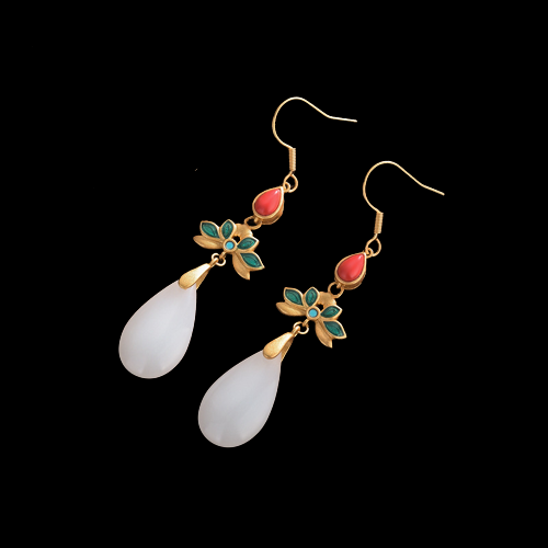 Vintage Style Cloisonne Floral Earrings