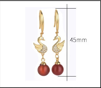 Zirconia Swan Carnelian/Chrysoprase/Chalcedony Earrings