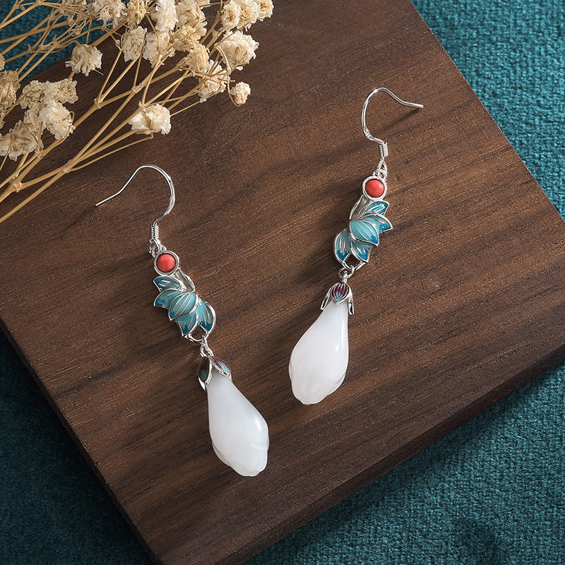 Enamel Magnolia Earrings