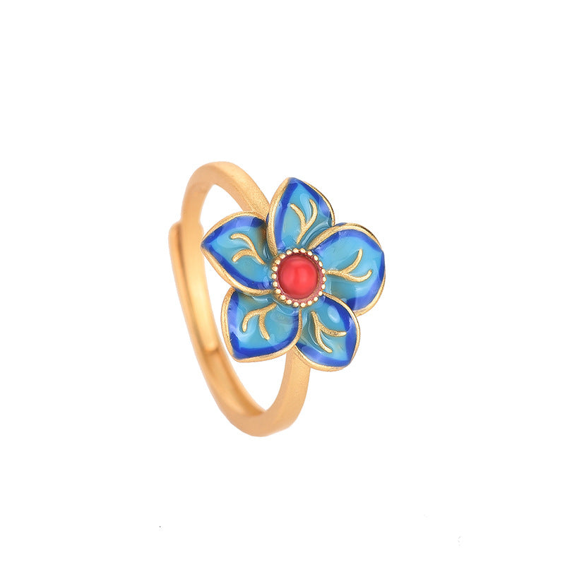 Vintage Style Cloisonne Flower Ring