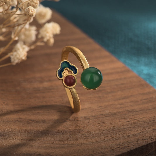 Vintage Style Cloisonne Chrysoprase Ring