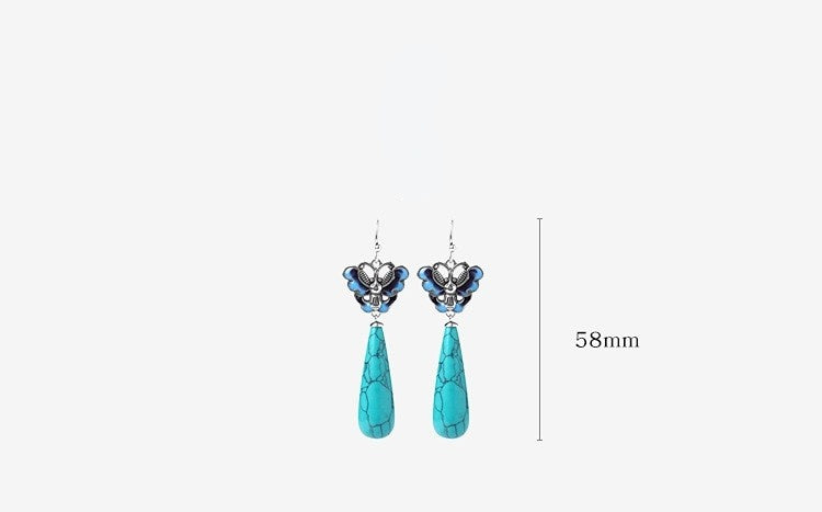 Vitreous Enamel Butterfly Turquoise Earrings