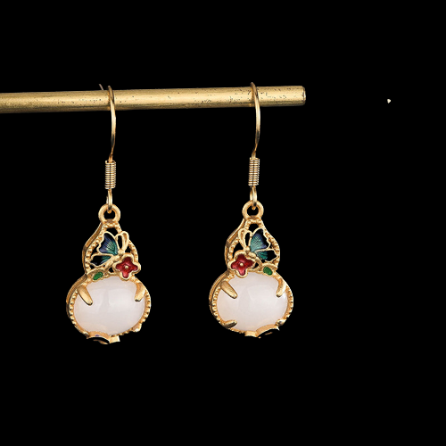 Vintage Style Gourd Shape Cloisonne Earrings