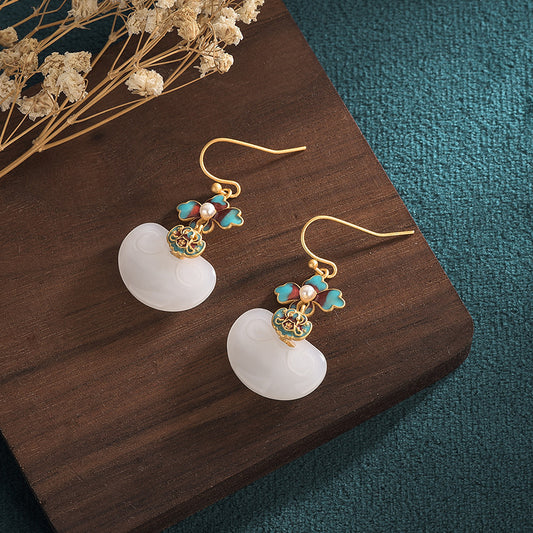 Blue Floral Enamel Earrings