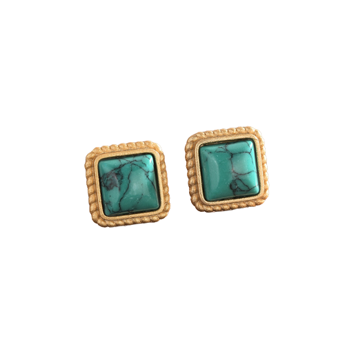 Turquoise Square Stud Earrings