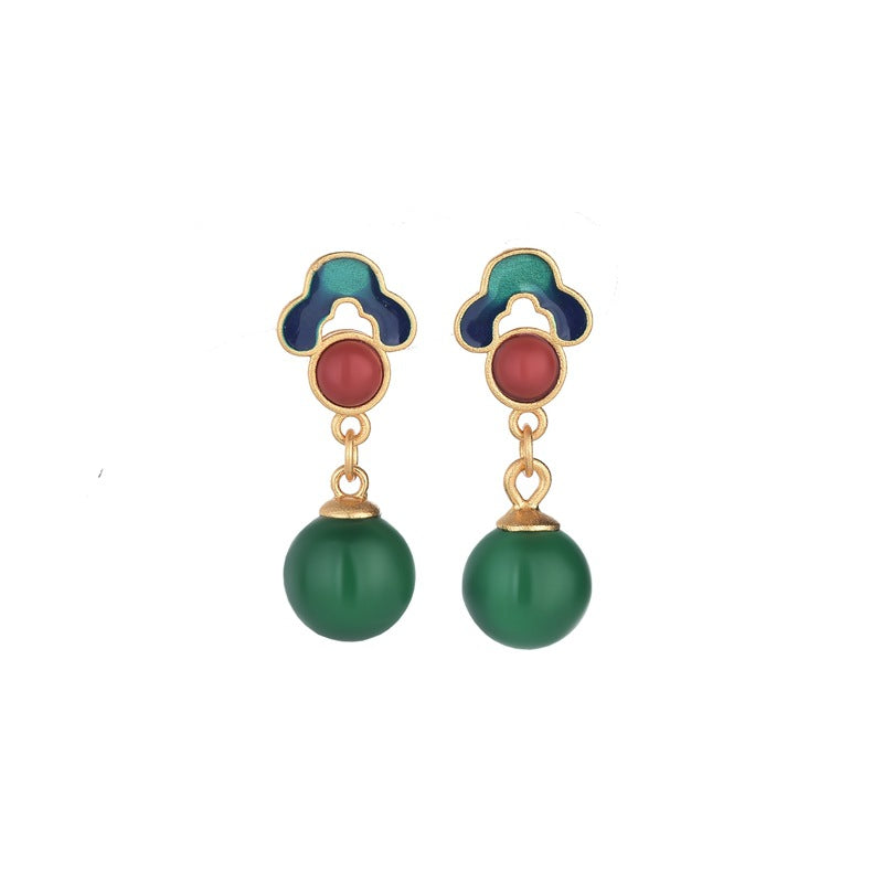 Vintage Style Chrysoprase Agate Earrings