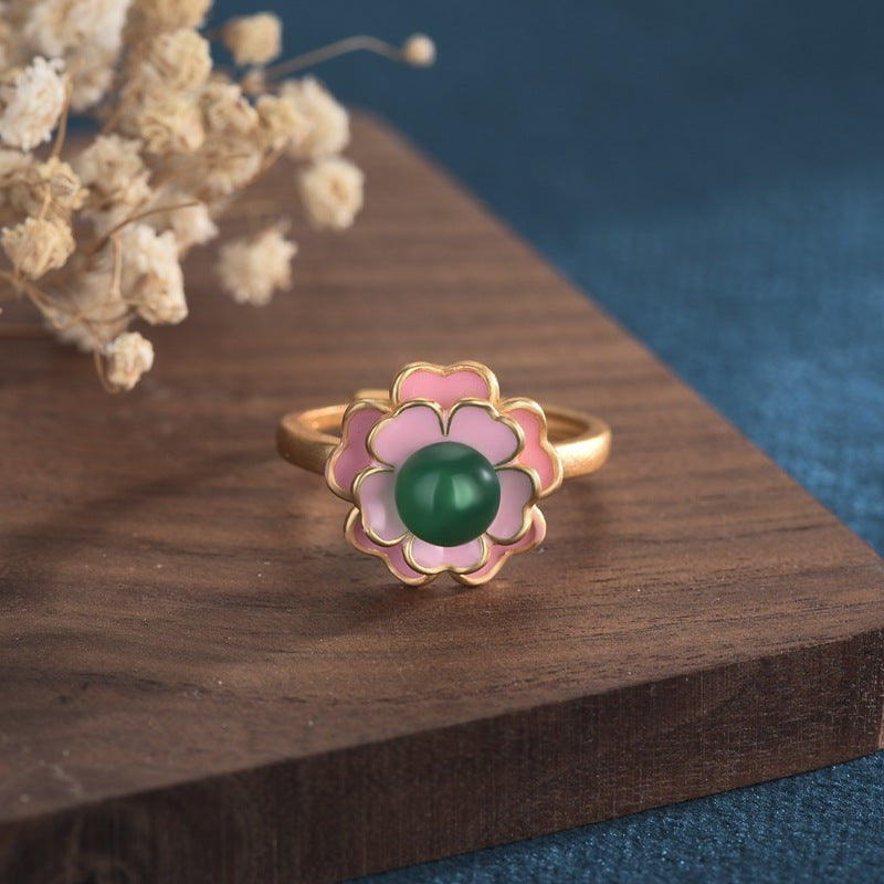Vintage Style Pink Camellia Ring