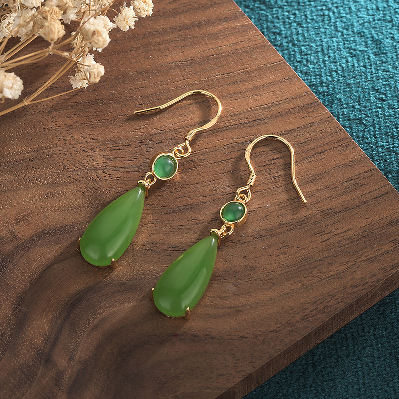 Chrysoprase Vitreous Enamel Teardrop Earrings