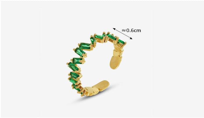 Green Emerald Baguette Ring