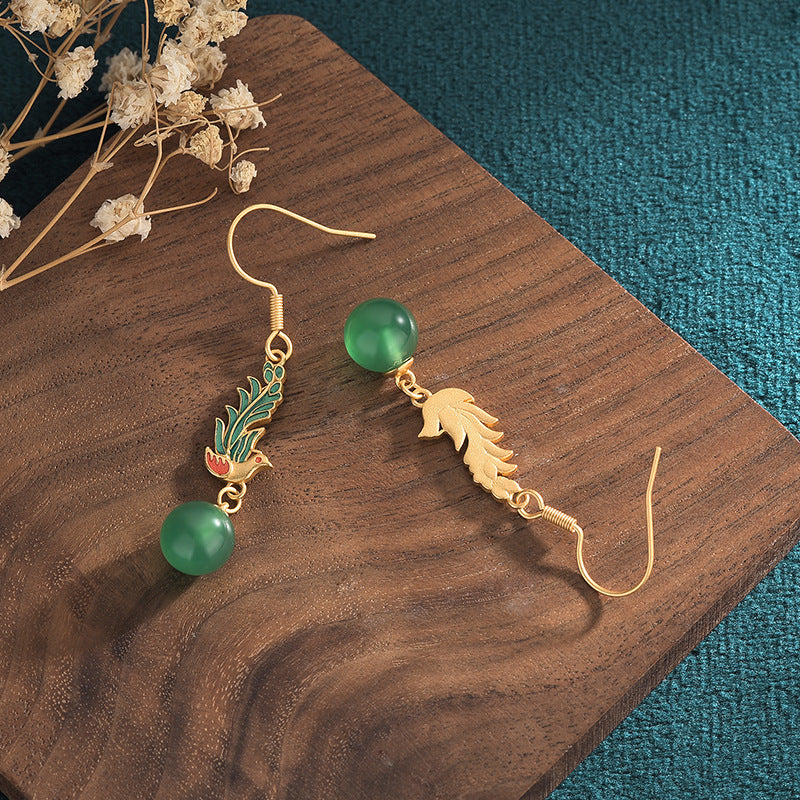 Magpie Chrysoprase Enamel Earrings